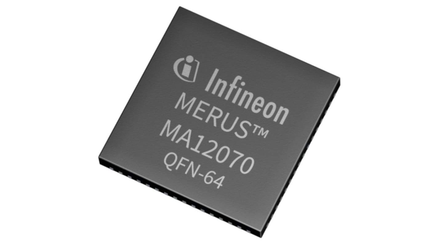 Infineon MA12070XUMA1 1-csatornás Digitális erősítő hangerősítő IC 9MHz 160W, 64-tüskés QFN 64 tűs