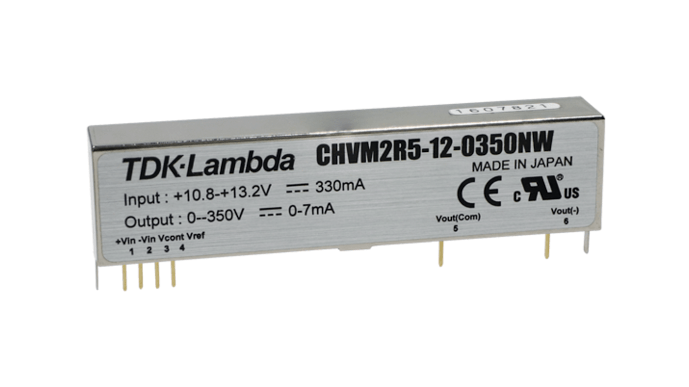 TDK-Lambda CHVM DC-DC Converter, 0 → 1500V dc/ 1.3mA Output, 10.8 → 16.5 V dc Input, 1.95W, Through Hole,