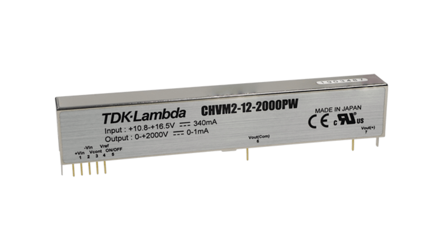 Convertisseur DC-DC TDK-Lambda, CHVM, Montage traversant, 2.45W, 0 → 350V c.c., 7mA