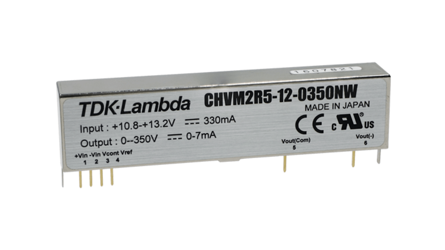 Przetwornica DC-DC, 2.63W, Uwe 10.8 → 13.2 V dc, Uwy 0 → 470V dc, Iwy 5.6mA, TDK-Lambda Tak