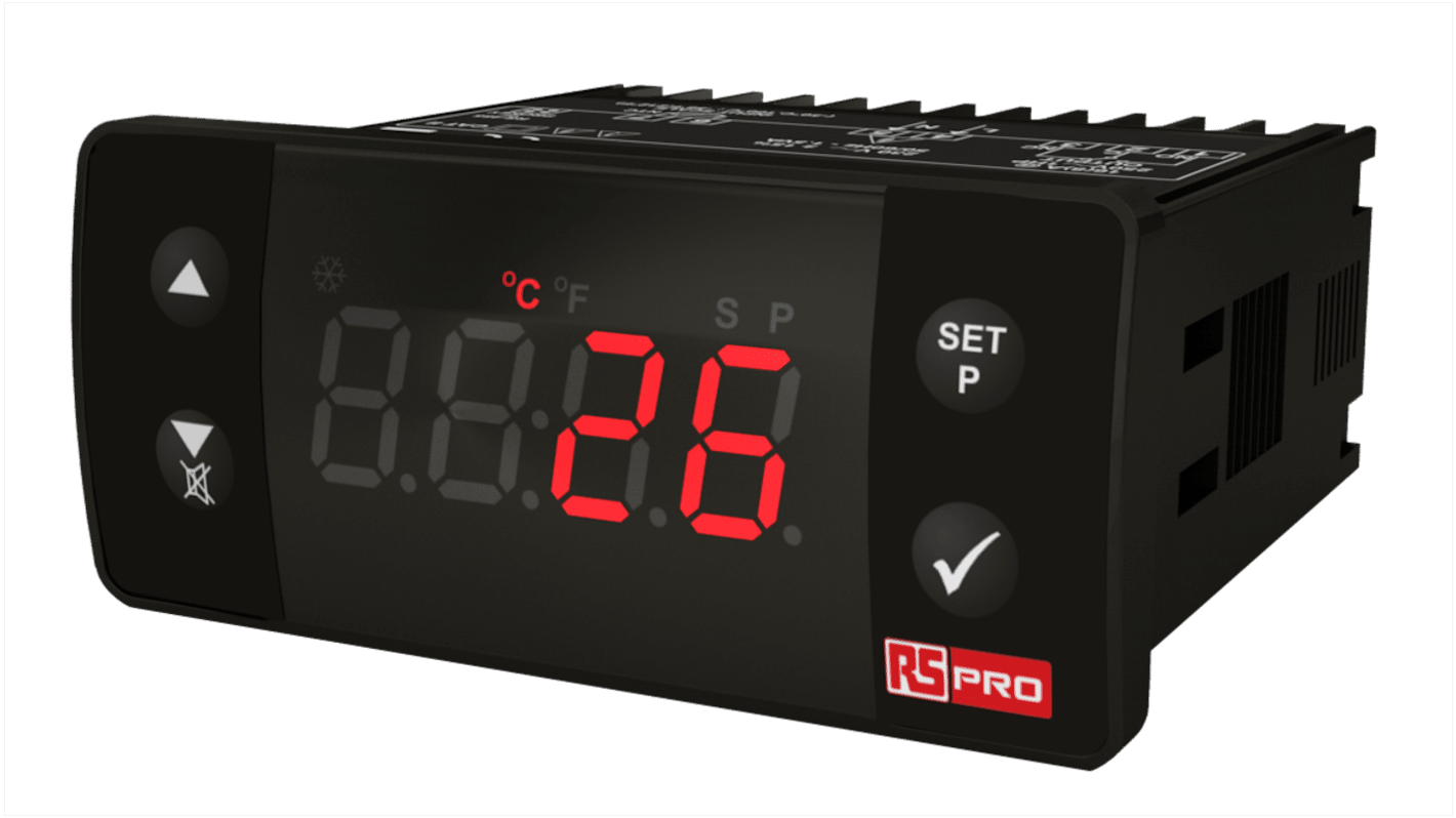 Controlador de temperatura ON/OFF RS PRO, 77 x 35mm, 230 V, 1 entrada Termopar de tipo K, 1 salida Relé