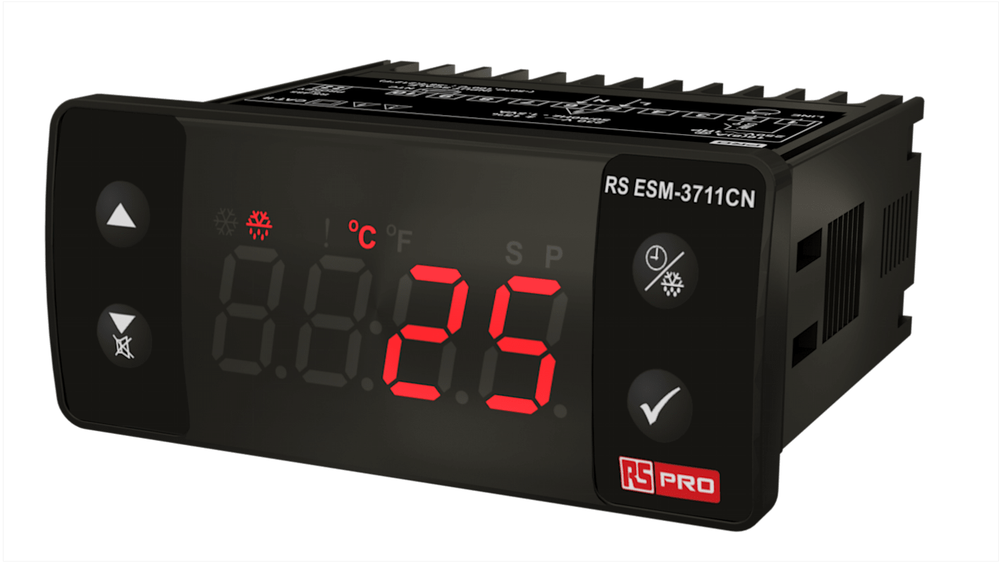 Controlador de temperatura ON/OFF RS PRO, 77 x 35mm, 230 V, 1 entrada NTC, 1 salida Relé