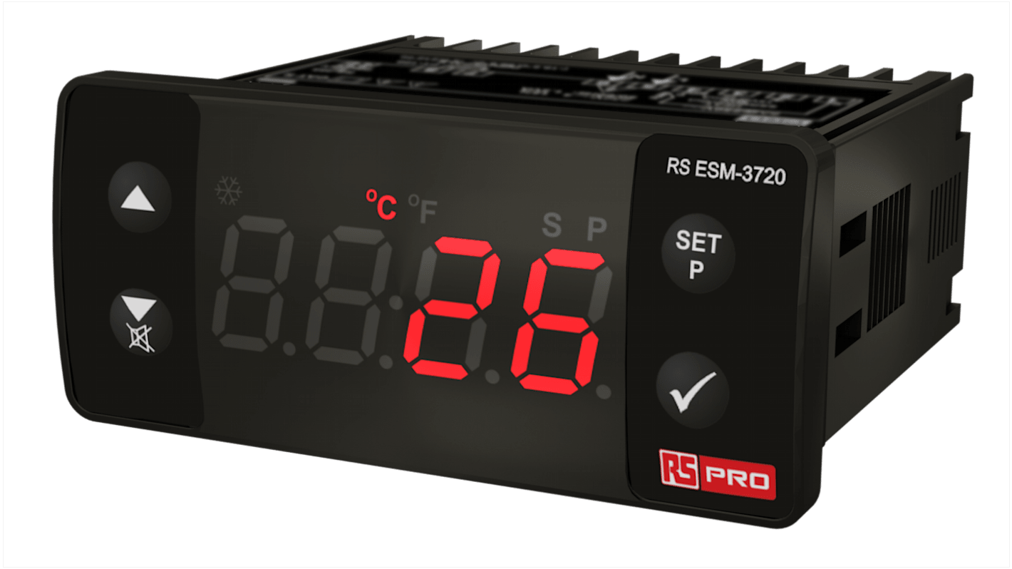 RS PRO Panel Mount PID Temperature Controller, 77 x 35mm 1 Input, 1 Output Relay, 100 → 240 V Supply Voltage