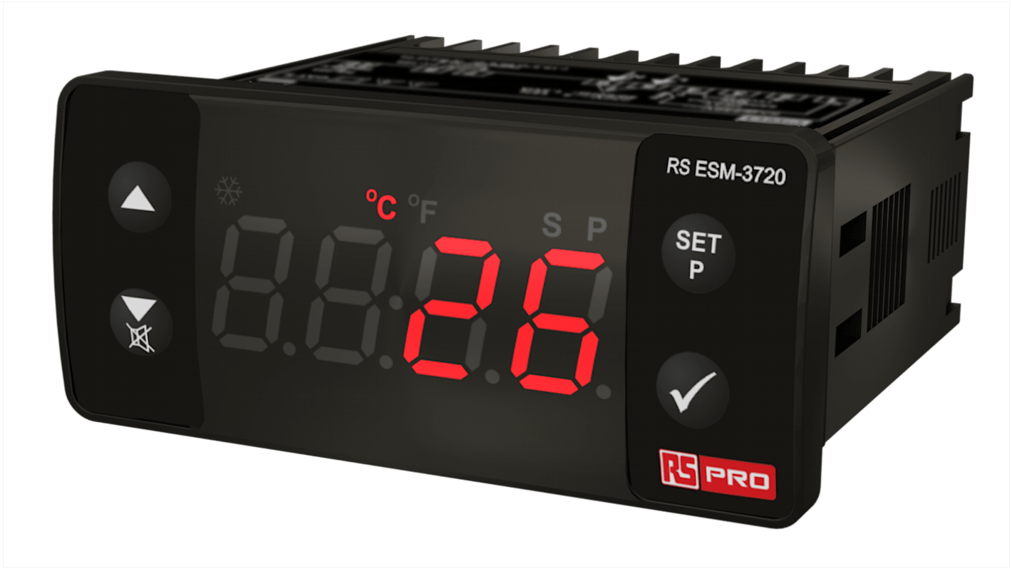 RS PRO Panel Mount PID Temperature Controller, 77 x 35mm 1 Input, 2 Output Relay, SSR, 10 → 30 V Supply Voltage