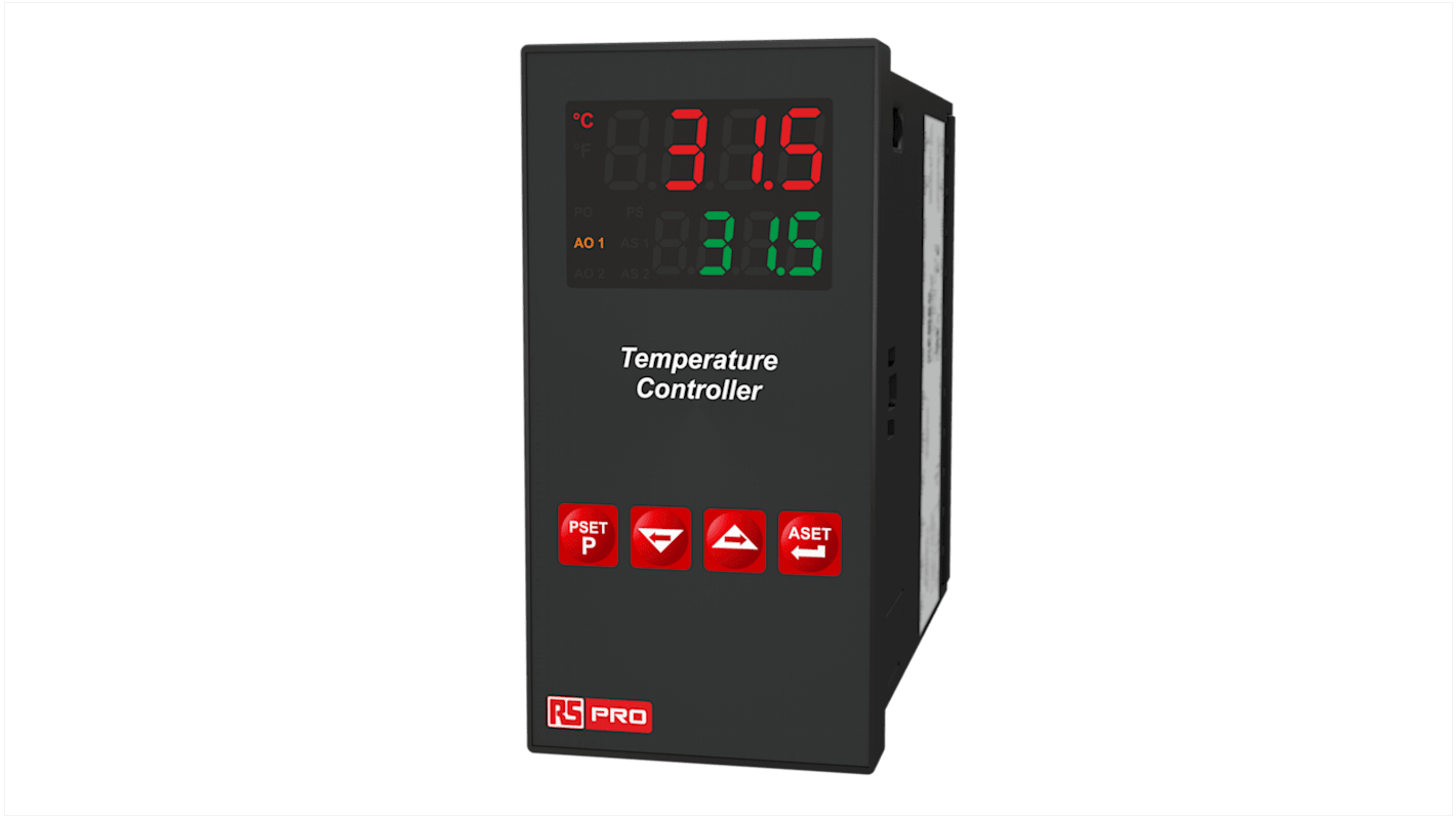 Controlador de temperatura PID RS PRO, 48 x 96mm, 100 → 240 V., 2 entradas TC, RTD, 3 salidas Relé, SSR