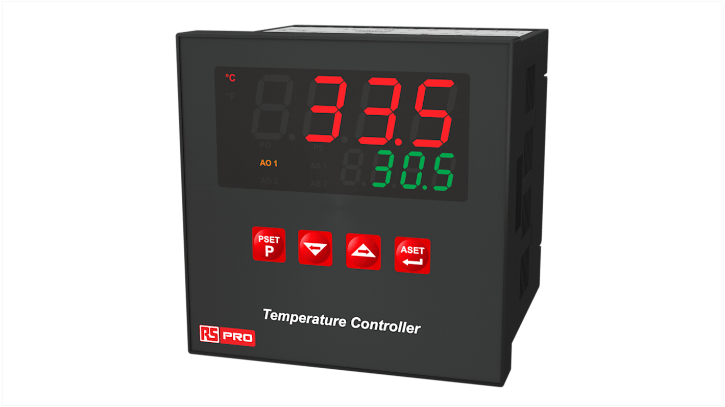 RS PRO Panel Mount PID Temperature Controller, 96 x 96mm 2 Input, 3 ...