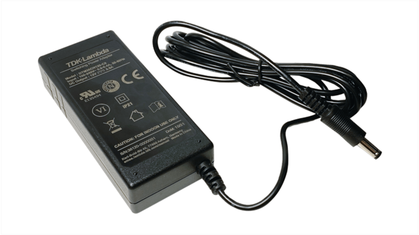 TDK-Lambda 36W Power Brick AC/DC Adapter 24V dc Output, 0.75 → 5A Output