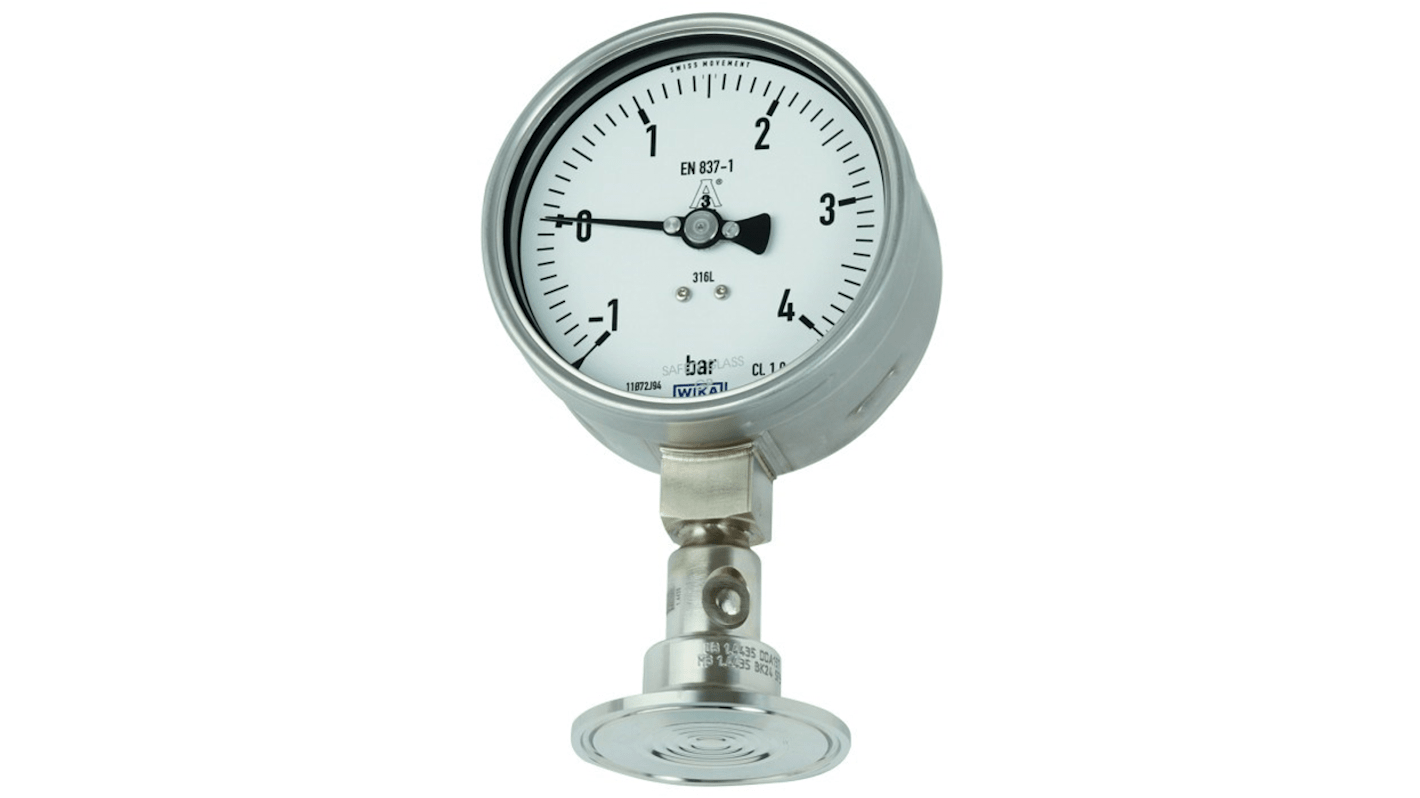 WIKA Analogue Pressure Gauge 1.6bar Bottom Entry, 14200290, 0bar min.