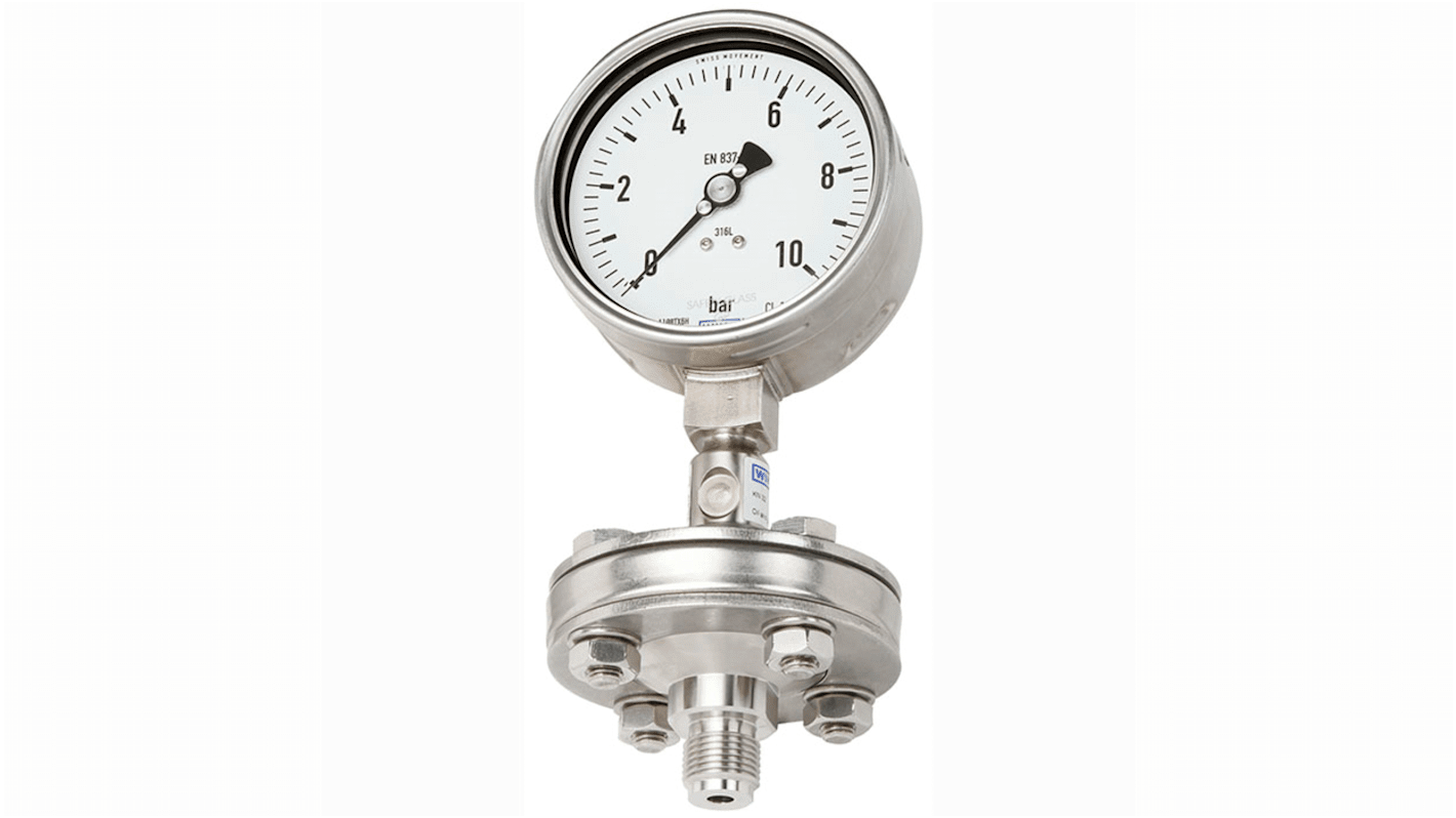 DSS10M Druckmessgerät Prozessanschluss unten Analog -1bar → 9bar, Ø 100mm G1/2