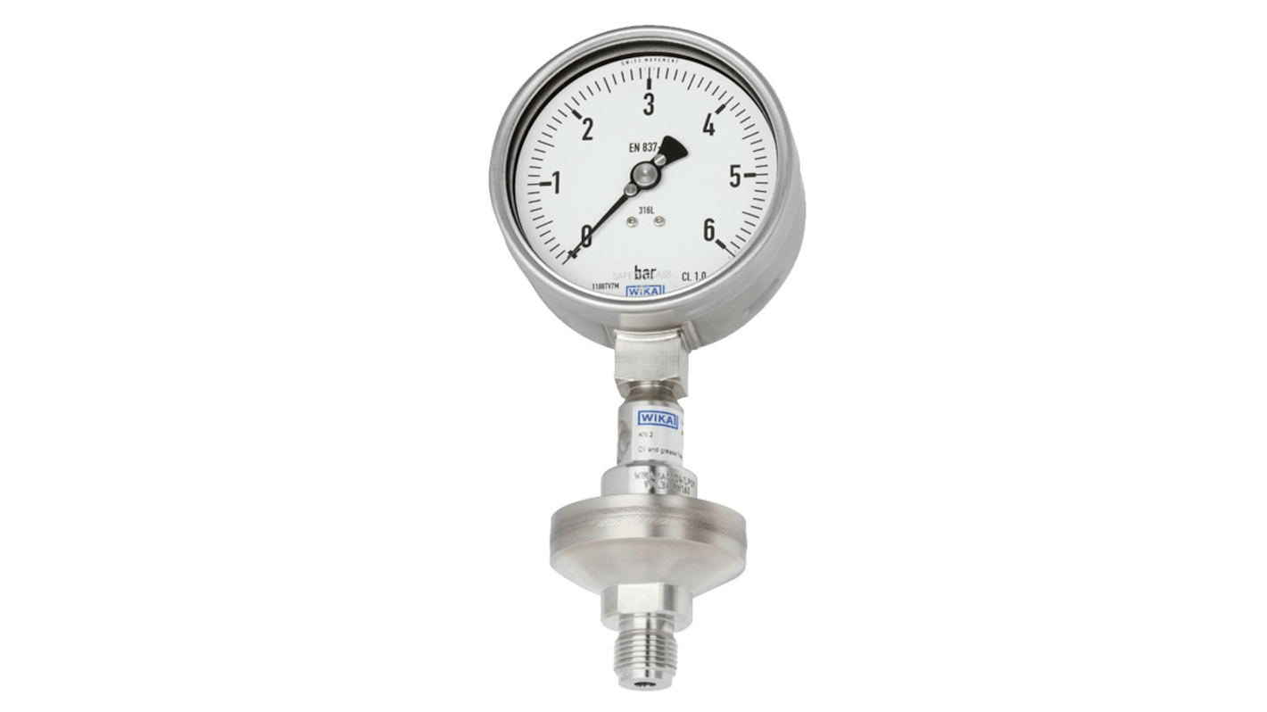 WIKA G 1/2 Analogue Pressure Gauge 1bar Bottom Entry, 14200489, 0bar min.