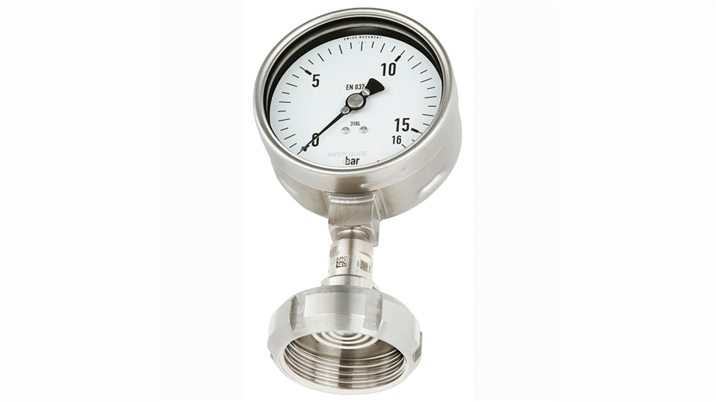 WIKA Analogue Pressure Gauge 1bar Bottom Entry, 14209381, 0bar min.