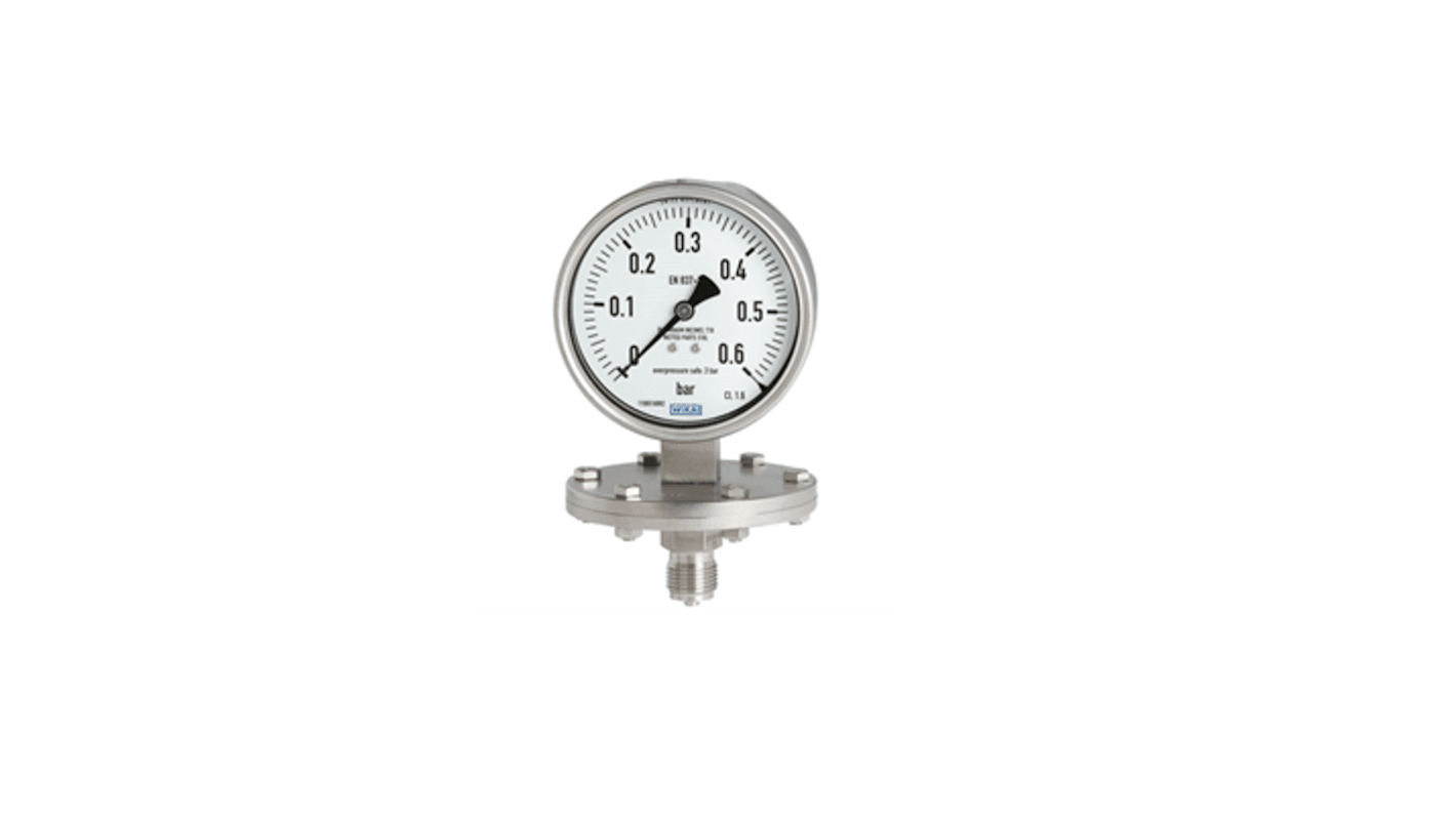 WIKA G 1/2 Analogue Pressure Gauge 3bar Bottom Entry, 9022910, -1bar min., 432.50