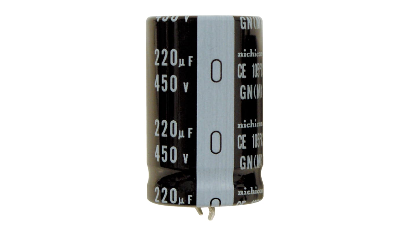 Nichicon 220μF Aluminium Electrolytic Capacitor 450V dc, Snap-In - LGN2W221MELA40