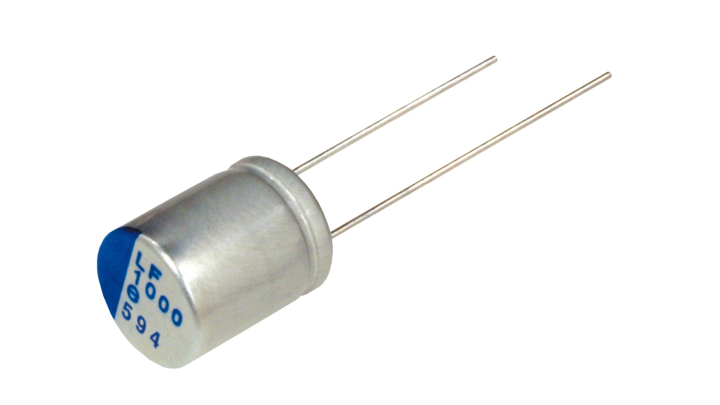 Nichicon 470μF Conductive Polymer Aluminium Solid Electrolytic Capacitor 16V dc, Radial, Through Hole - PLF1C471MDO1