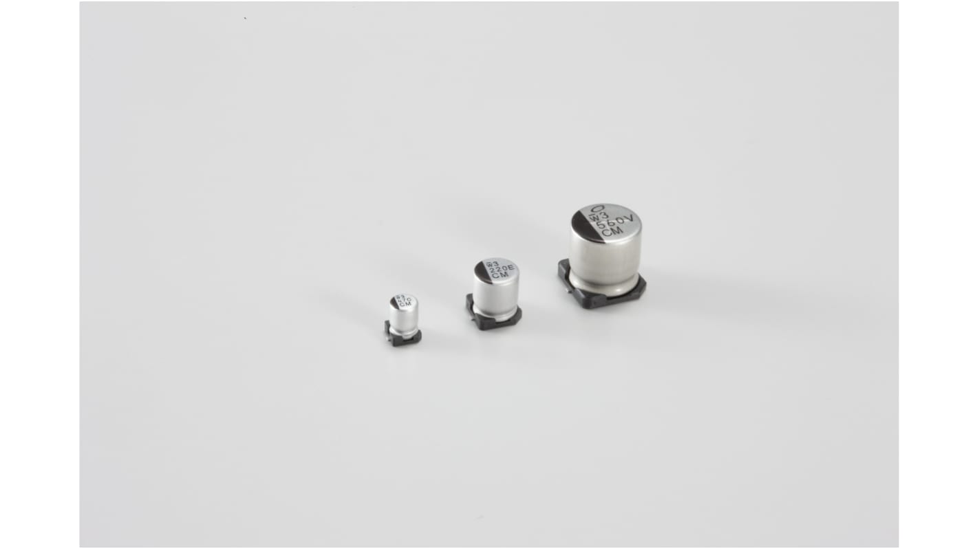 Nichicon, SMD Aluminium-Elektrolyt Kondensator 2200μF / 6.3V dc, Ø 10mm x 10mm, bis 105°C