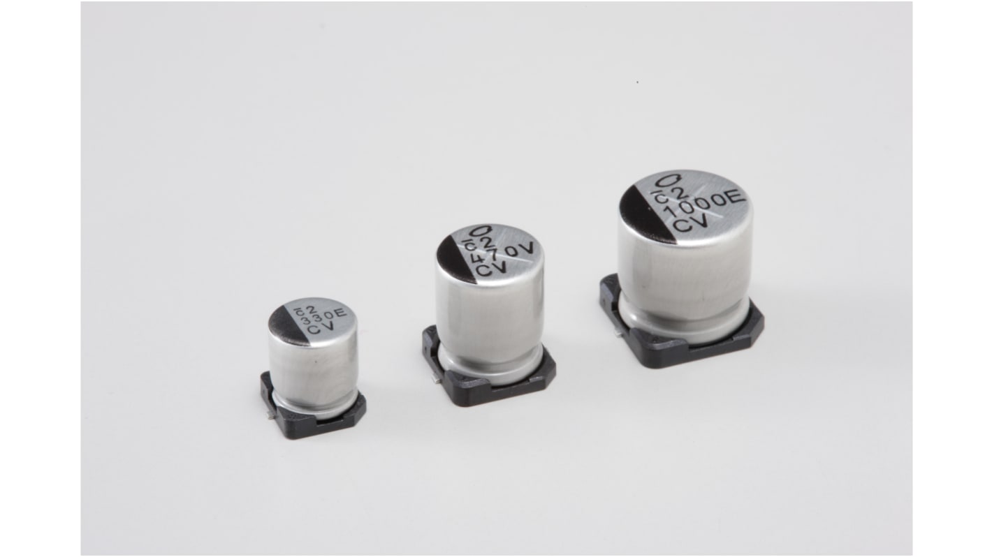 Nichicon, SMD Aluminium-Elektrolyt Kondensator 470μF / 35V dc, Ø 8mm x 10mm, bis 105°C