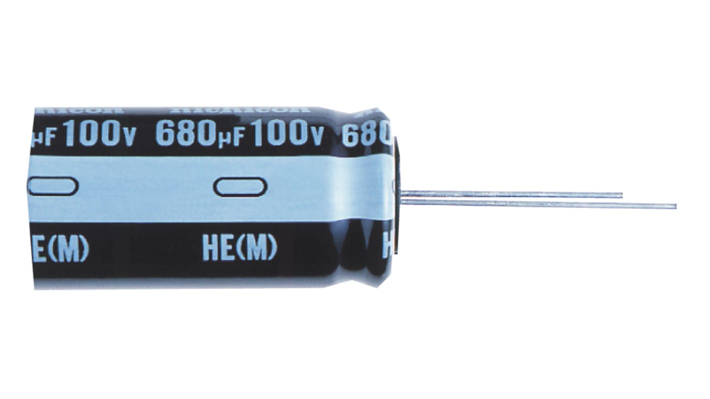 Condensador electrolítico Nichicon serie UHE, 1000μF, 35V dc, Radial, Orificio pasante, 18 (Dia.) x 15mm, paso 7.5mm