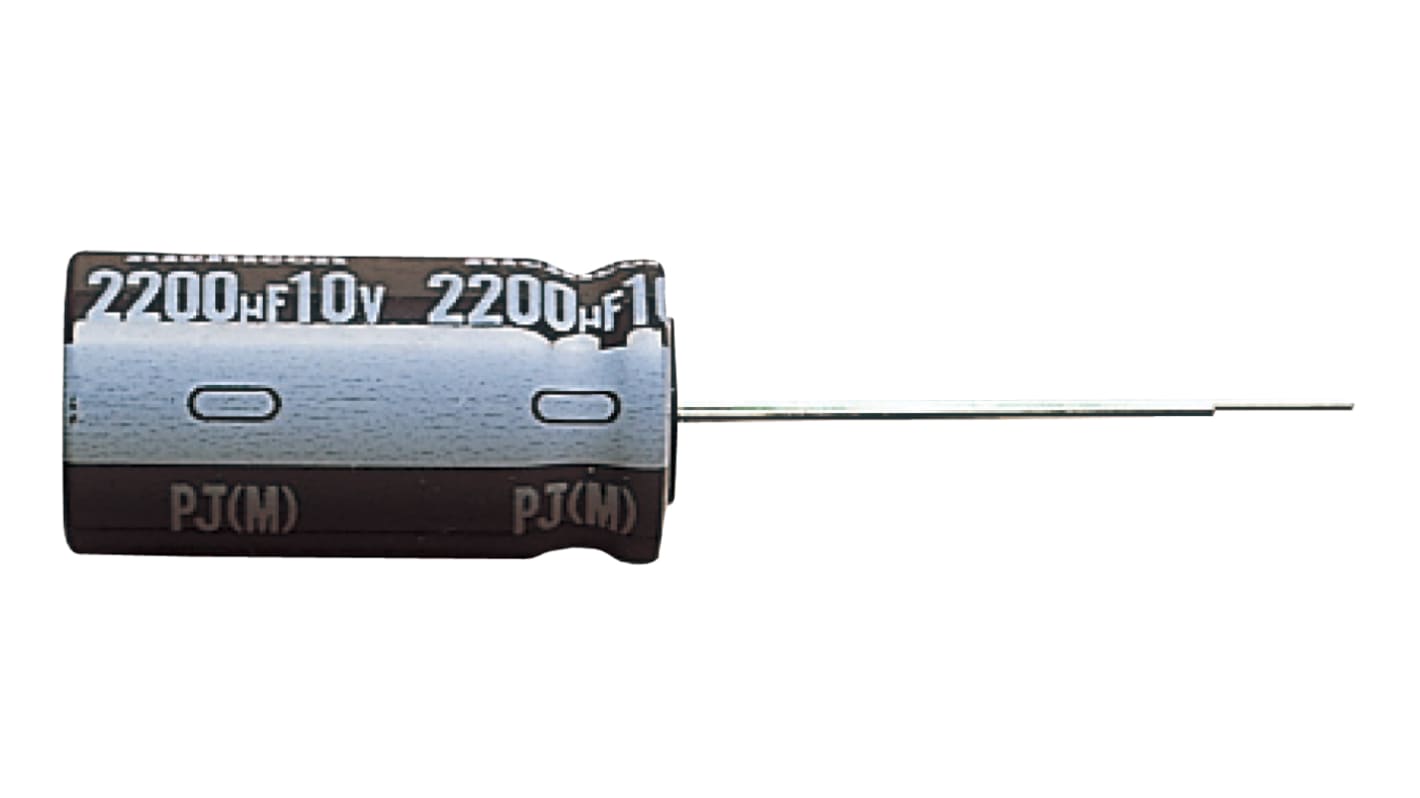 Nichicon 10μF Aluminium Electrolytic Capacitor 63V dc, Through Hole - UPJ1J100MDD1TD