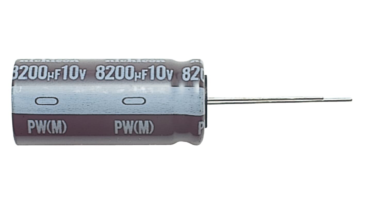Condensador electrolítico Nichicon serie UPW, 470μF, 25V dc, Radial, Orificio pasante, 10 (Dia.) x 16mm, paso 5mm