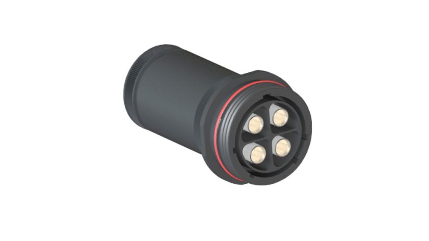 Bulgin Circular Connector, 4 Contacts, Cable Mount, Socket, Female, IP68, Buccaneer 9000 High Power Series