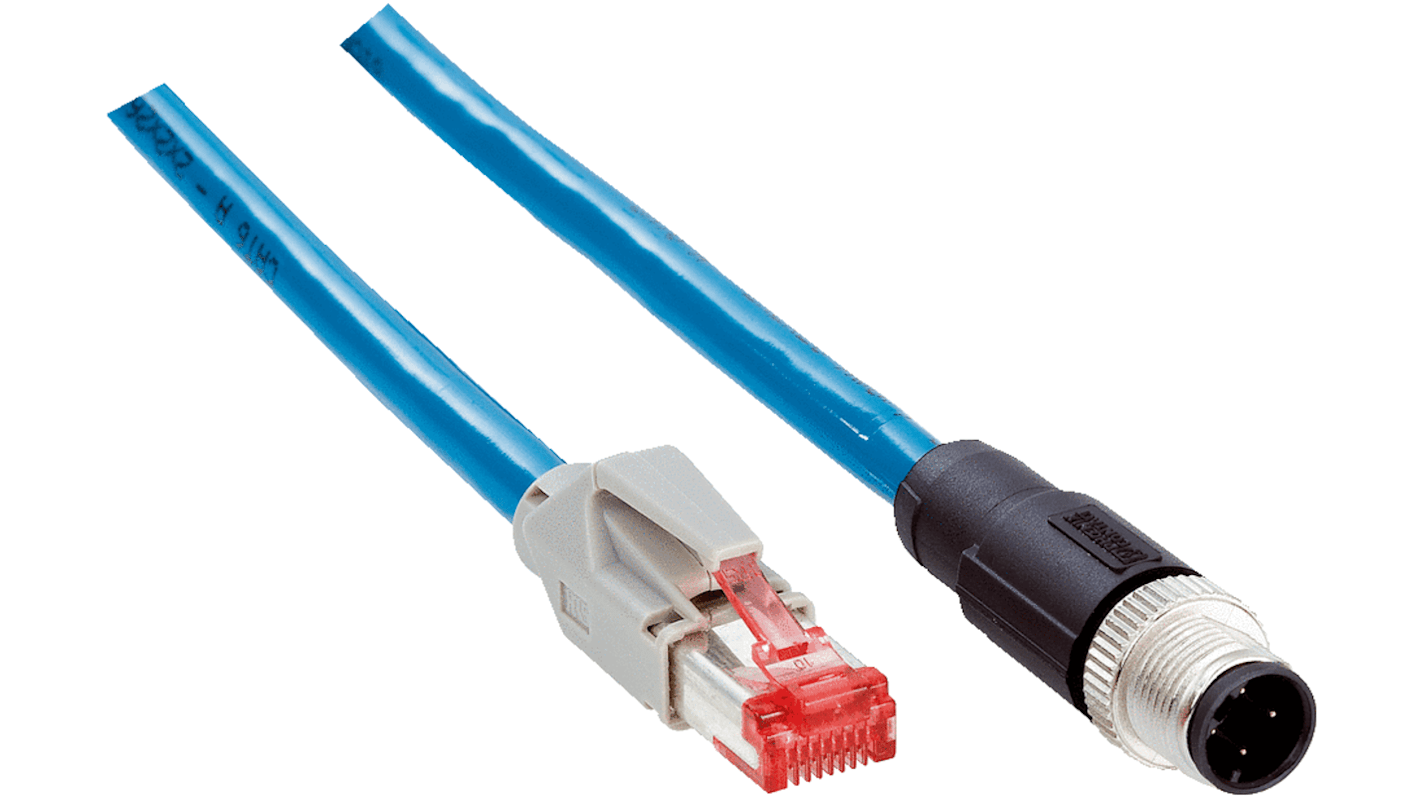 Sick Cat5 Straight Male M12 to Male RJ45 Ethernet Cable, 20m