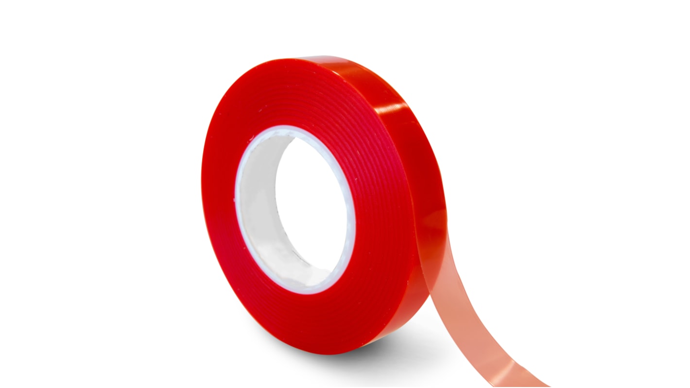 RS PRO F40 Red Double Sided Polyester Tape, 0.2mm Thick, Polyester Backing, 19mm x 50m