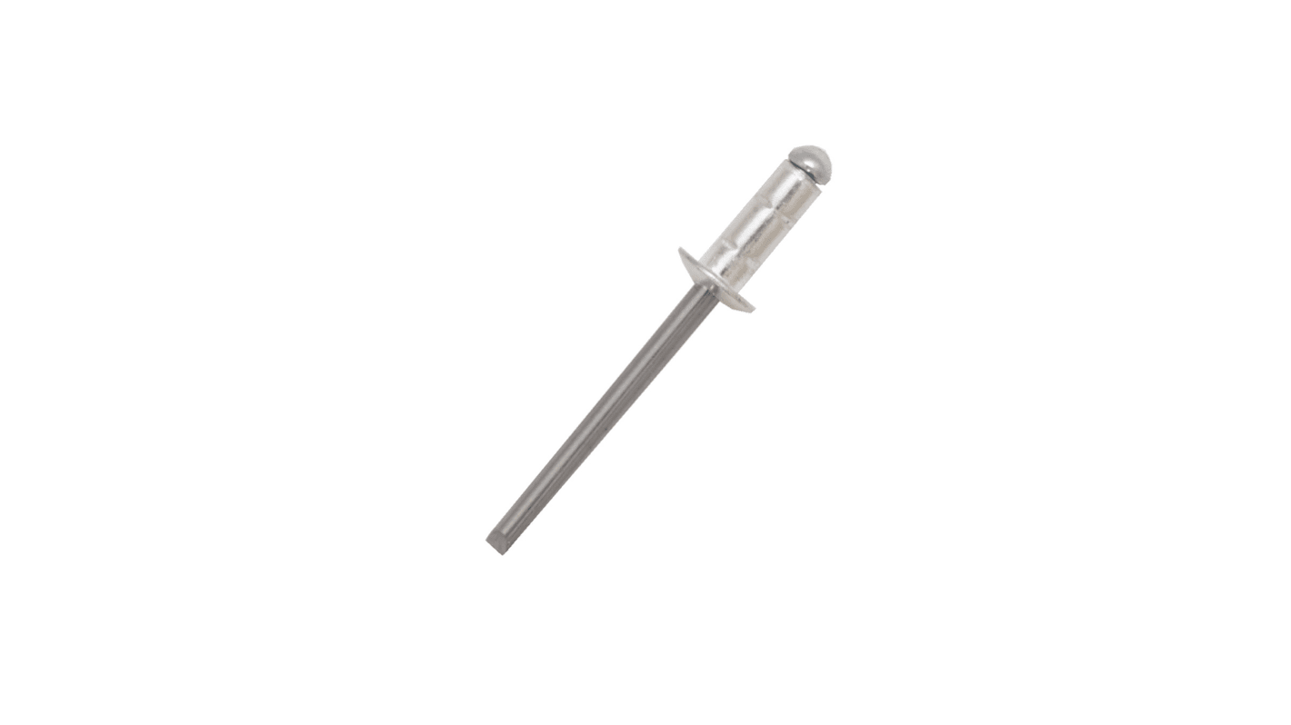 Remache ciego RS PRO de aluminio, Ø 3.2mm x 9.5mm, color Plata