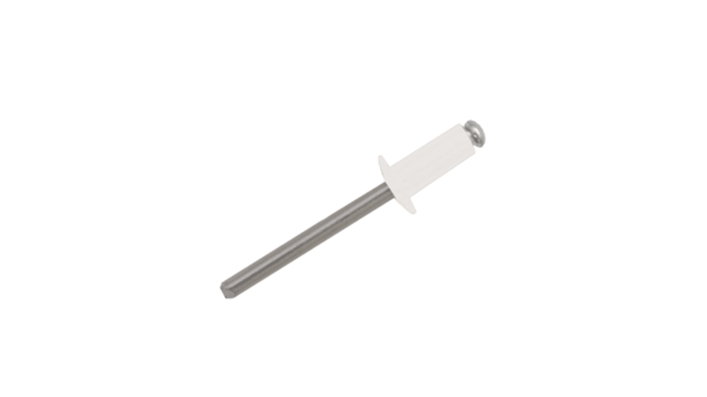 Remache ciego RS PRO de aluminio, Ø 3.2mm x 8mm, color Blanco