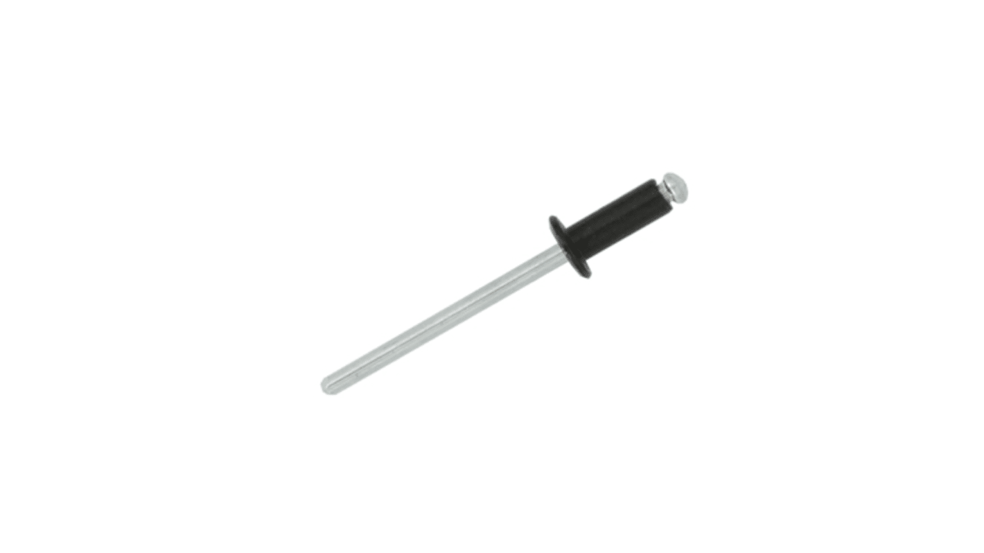 RS PRO Blind Niet, Ø 3.2mm x 10mm, Schwarz, Natur, Aluminium, 3.3mm aus Stahl