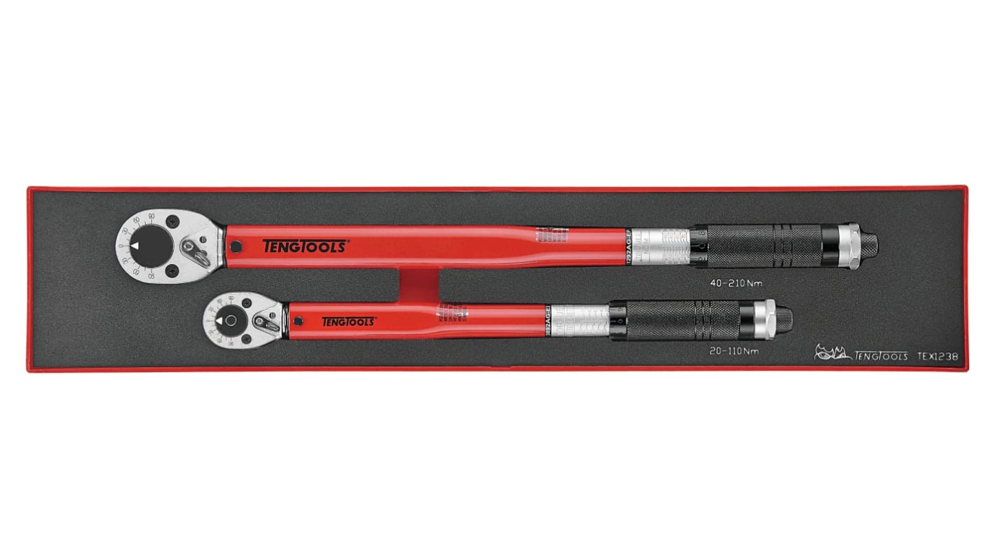 Teng Tools Click Torque Wrench, 20 → 110 Nm, 40 → 210 Nm, 1/2 in, 3/8 in Drive, Square Drive - RS