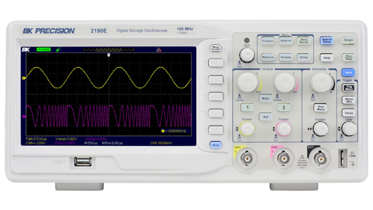 BK Precision 100MHz Oscilloskop, 2-kanal analog, Bordmodel