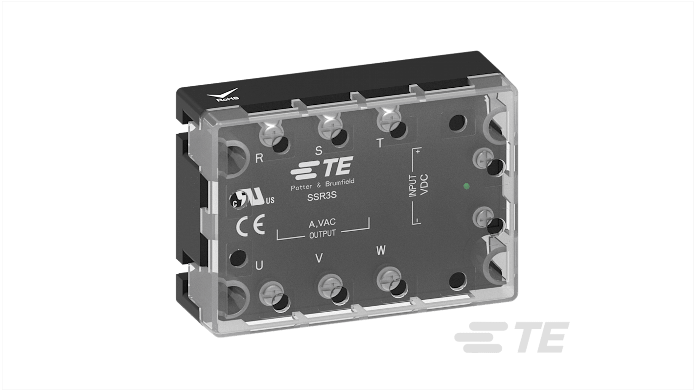 Relè a stato solido trifase 1-2345984-1, Montaggio a pannello, 10 A, 480 V CA, Zero, SPST SSR SSR3