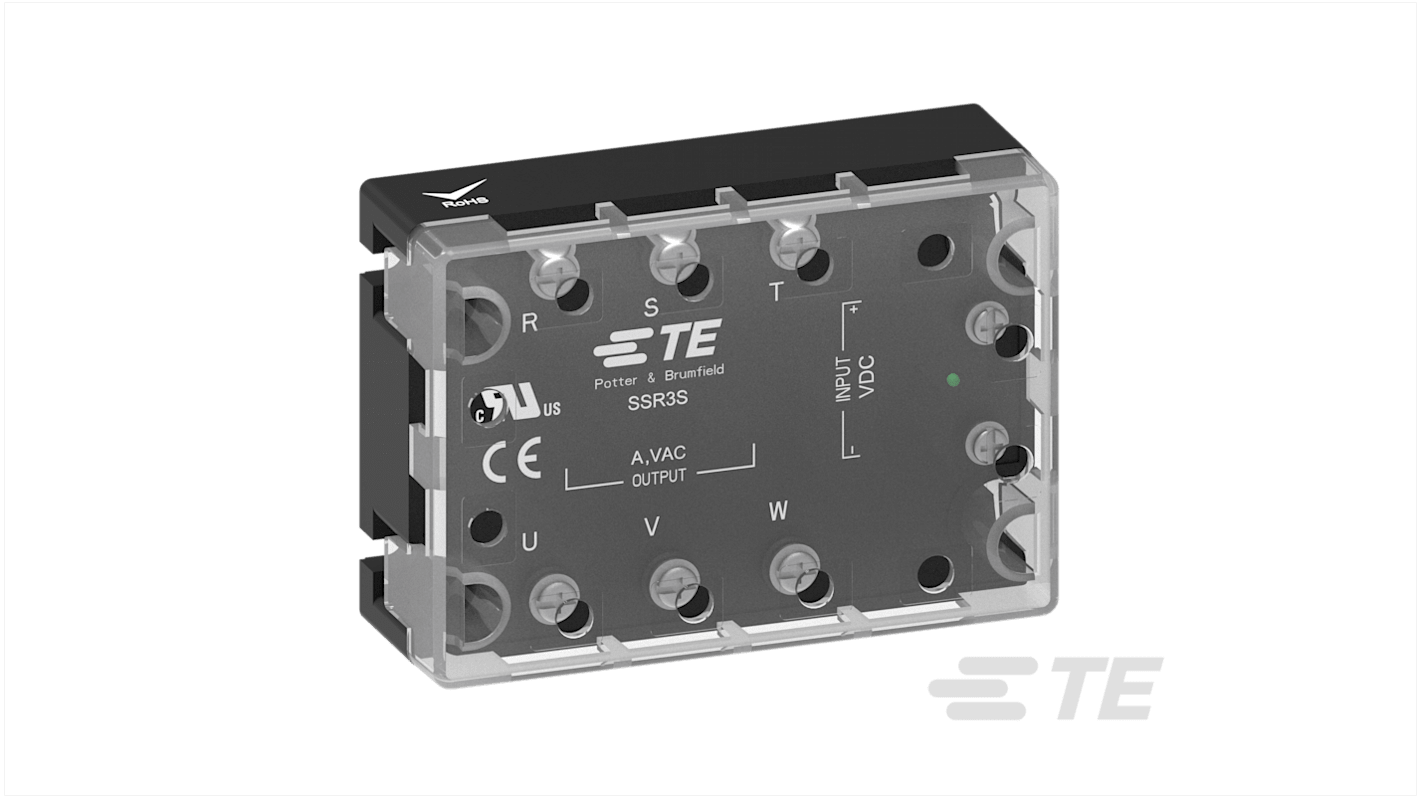TE Connectivity SSR3 Series Solid State Relay 3 Phase, 10 A Load, Panel Mount, 480 V ac Load