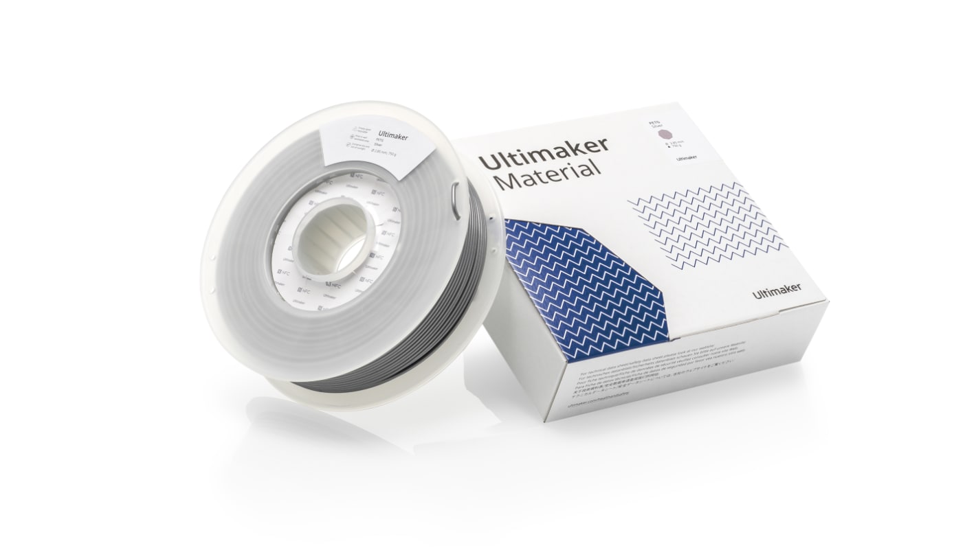 Ultimaker PET-G 3D-Drucker Filament zur Verwendung mit 3D-Drucker, Silber, 2.85mm, FDM, 750g