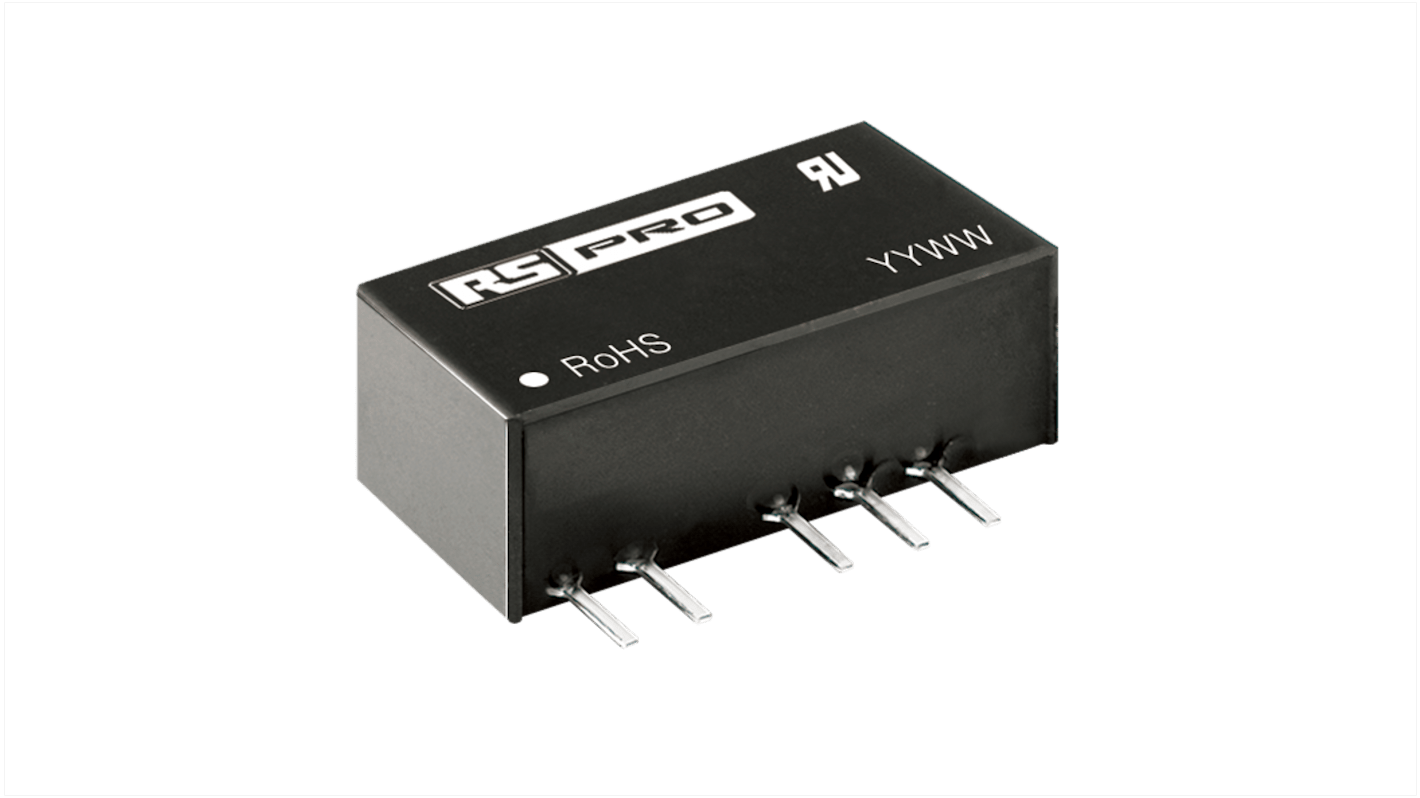 RS PRO DC-DC Converter, ±5V dc/ 100mA Output, 10.8 → 13.2 V dc Input, 1W, PCB Mount, +105°C Max Temp -40°C Min