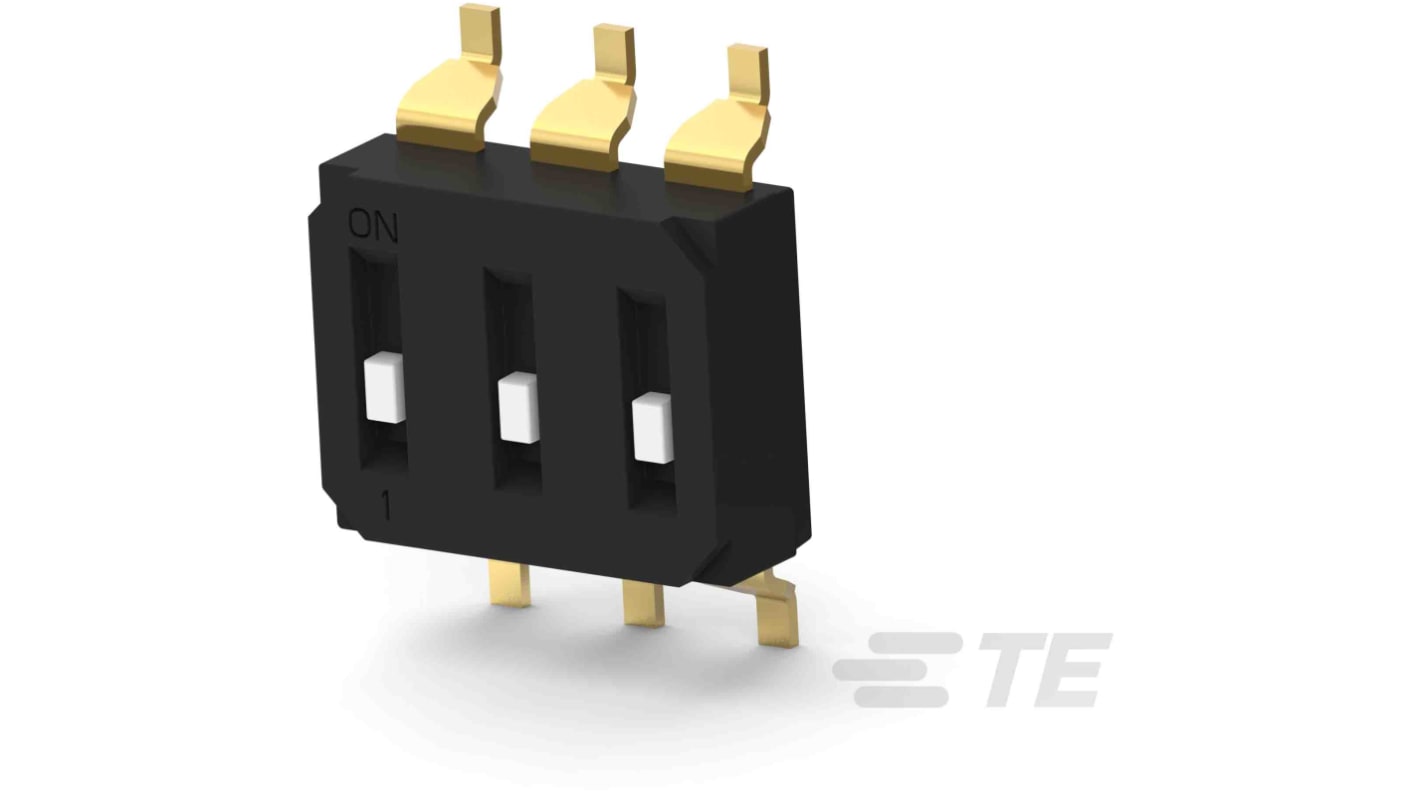 TE Connectivity 3 Way Surface Mount DIP Switch SPST, Recessed Actuator