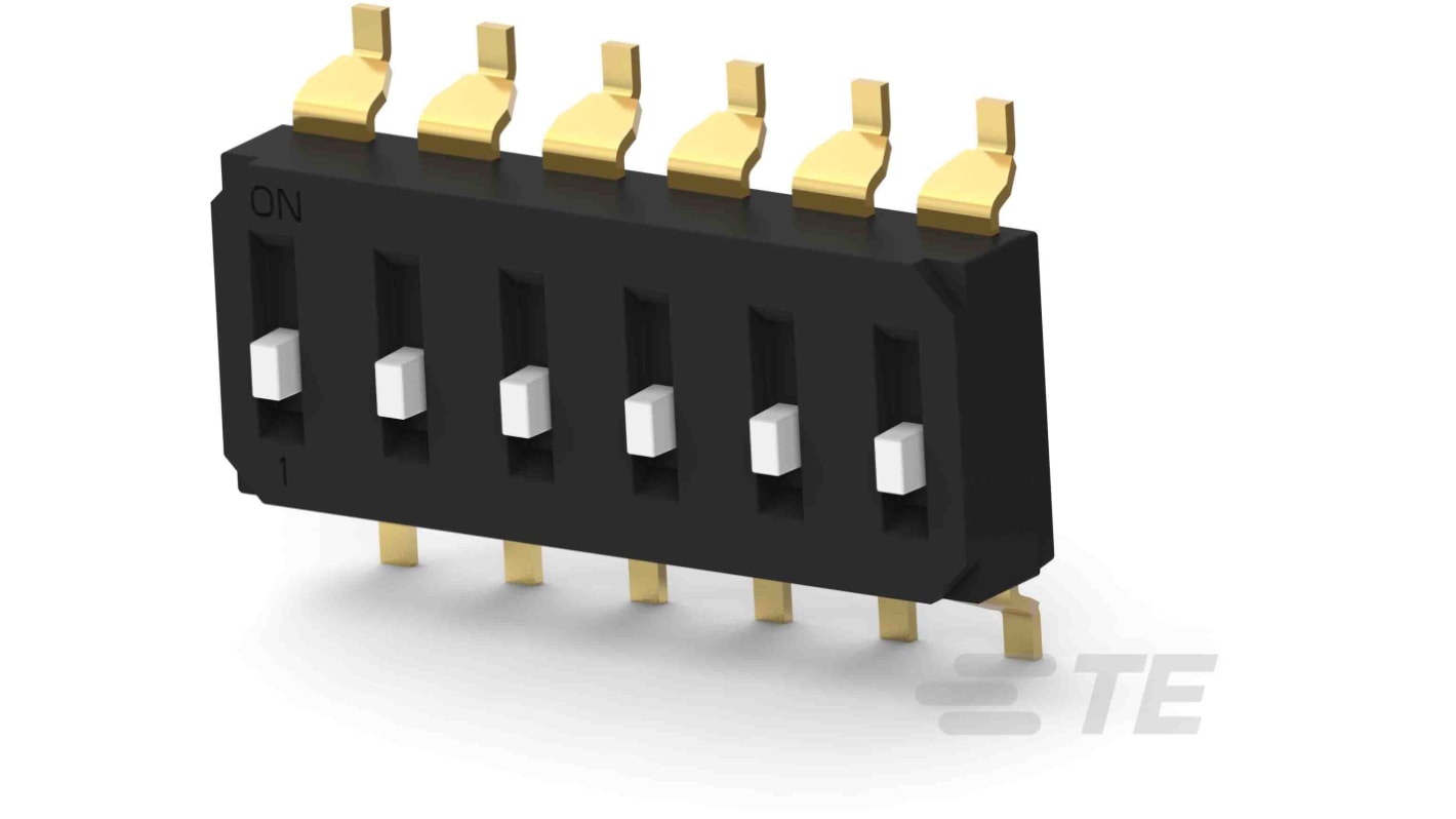 TE Connectivity 6 Way Surface Mount DIP Switch SPST, Raised Actuator