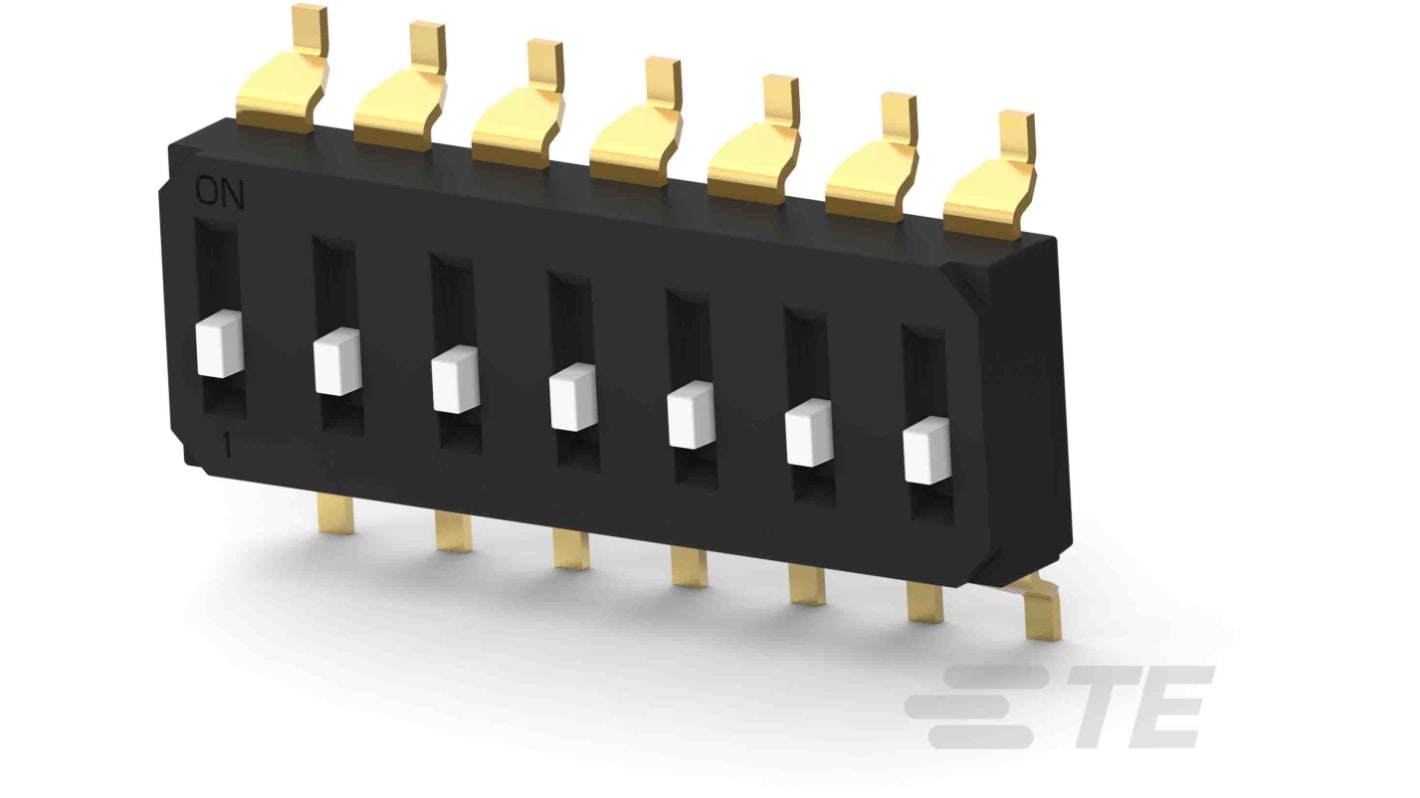 TE Connectivity 7 Way Surface Mount DIP Switch SPST, Raised Actuator