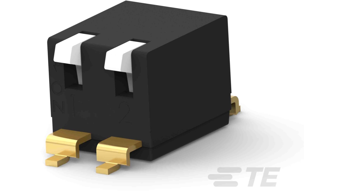 TE Connectivity 2 Way Surface Mount DIP Switch SPST, Side Actuator