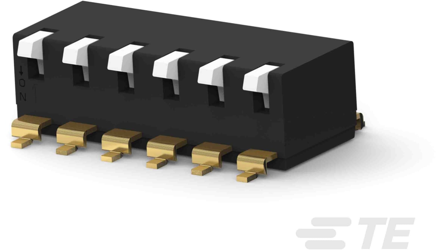 TE Connectivity 6 Way Surface Mount DIP Switch SPST, Side Actuator