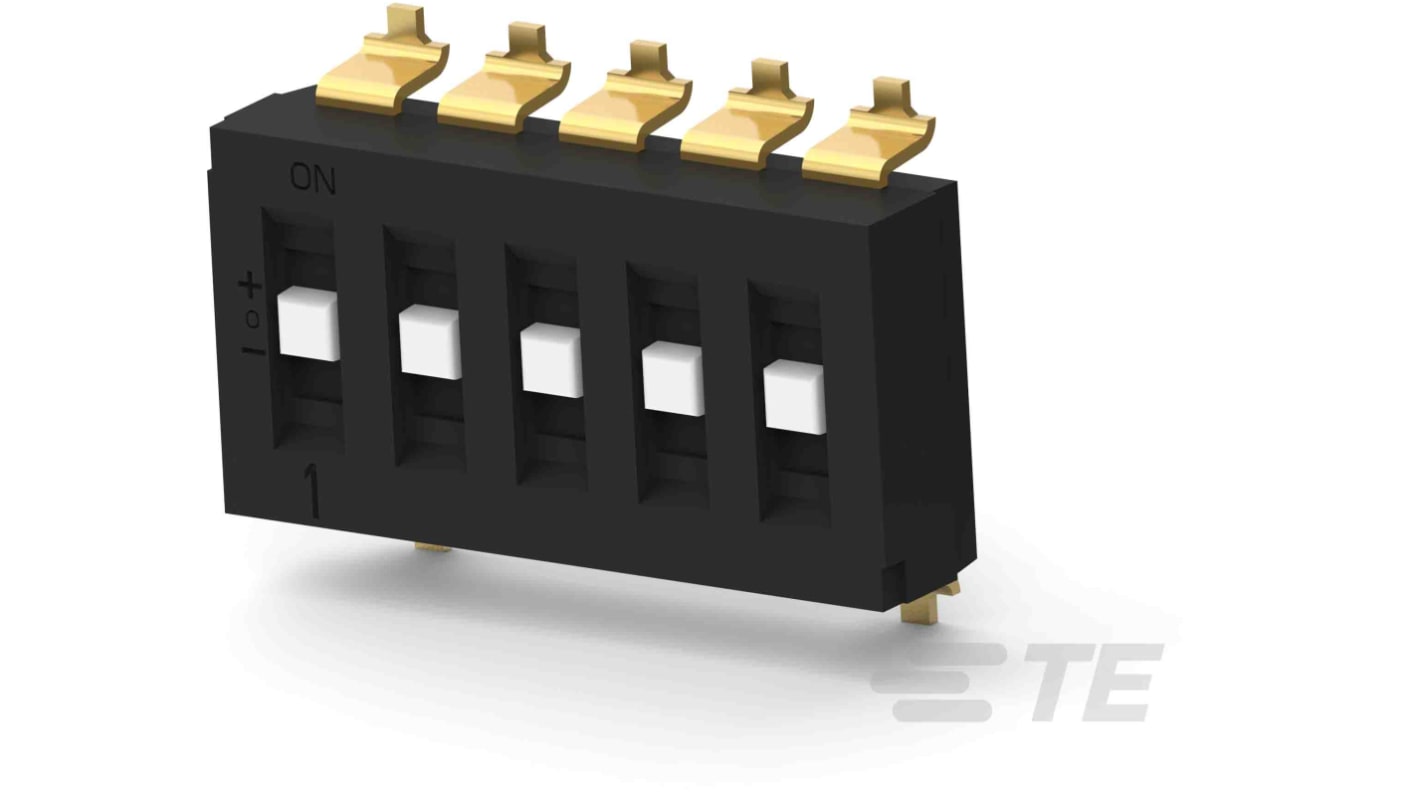 TE Connectivity 5 Way Surface Mount DIP Switch SPTT, Recessed Actuator