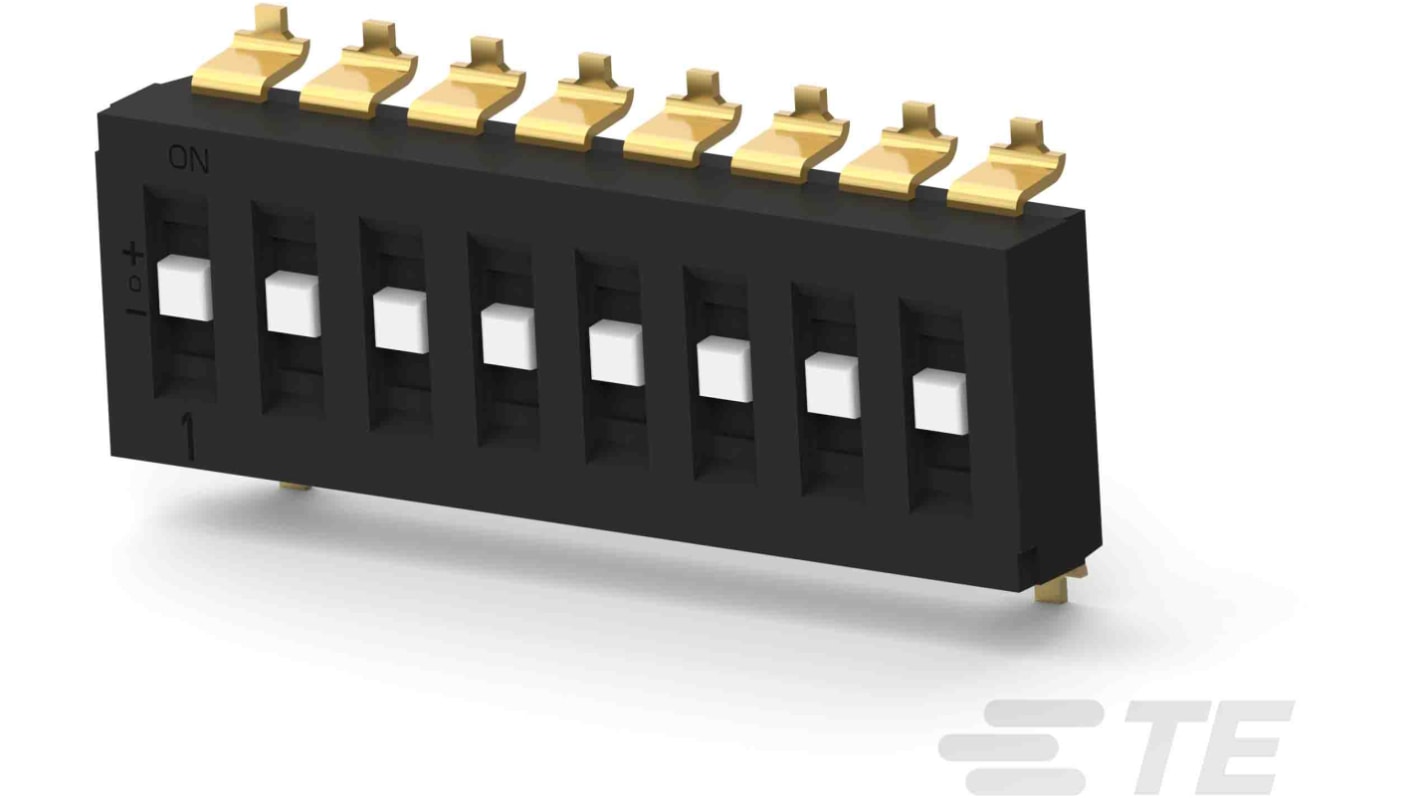 TE Connectivity 8 Way Surface Mount DIP Switch SPTT, Recessed Actuator