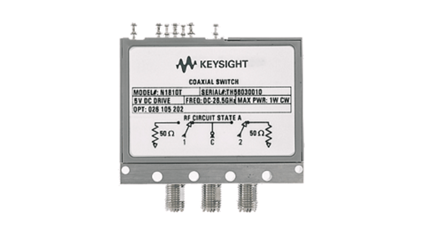 Keysight Technologies RF Switch, SPDT, SMA Female Connector, 67GHz Max, 60dB Isolation, 15000000ns