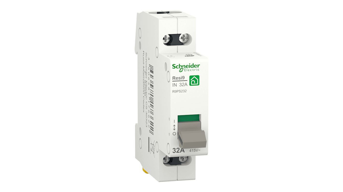 Sezionatore con interruttore Schneider Electric R9PS232 serie R9P, 2P, 32A, per guida DIN R9PS232, IP20