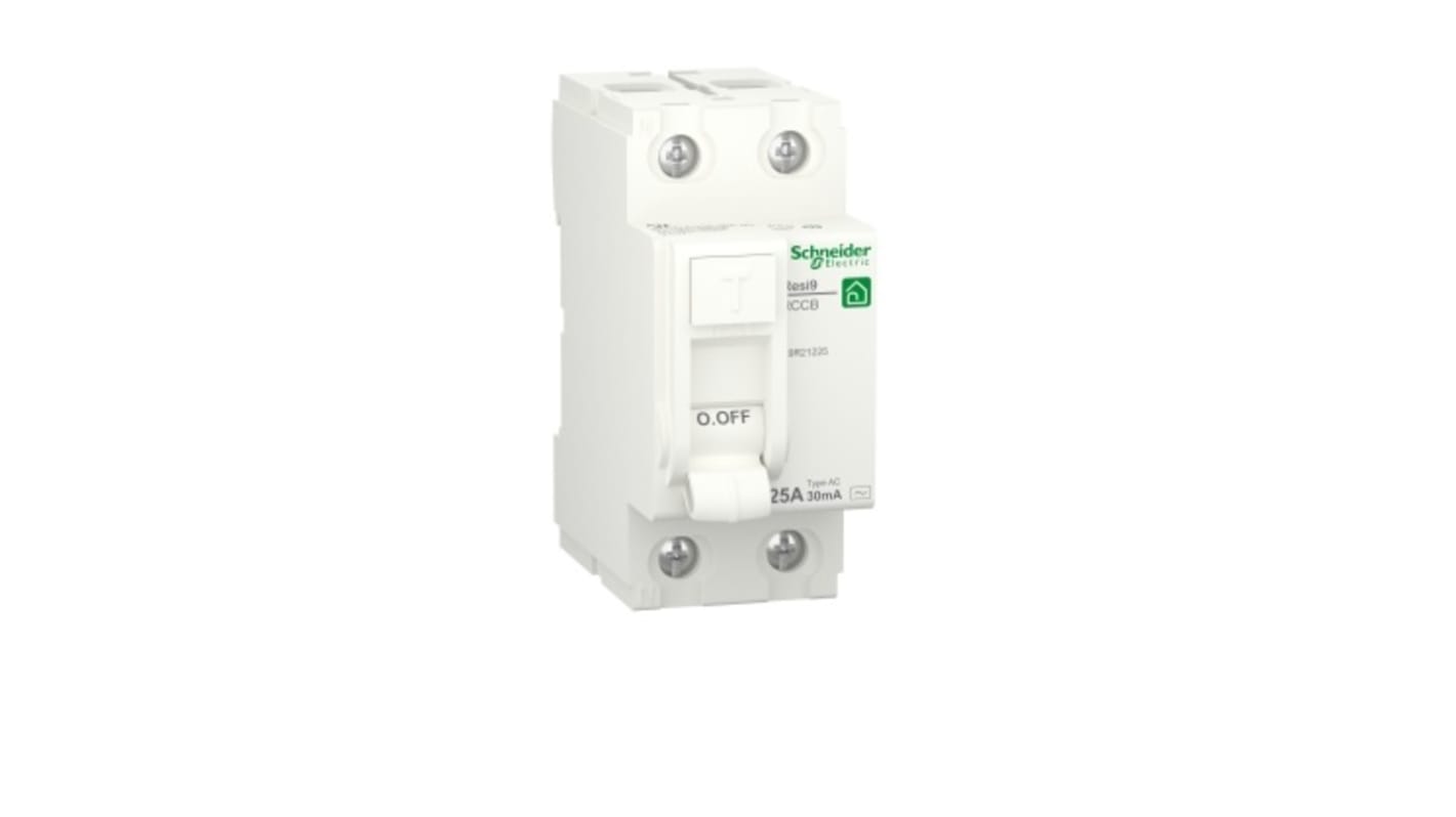 RCCB Schneider Electric, 25A Tipo AC, 2 Polos, 30mA Resi9 230V ac