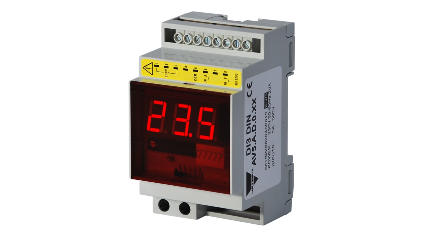 Analizador de red multifunción de panel Carlo Gavazzi, con display LED, para Corriente, Voltaje, dim. 72mm x 72mm