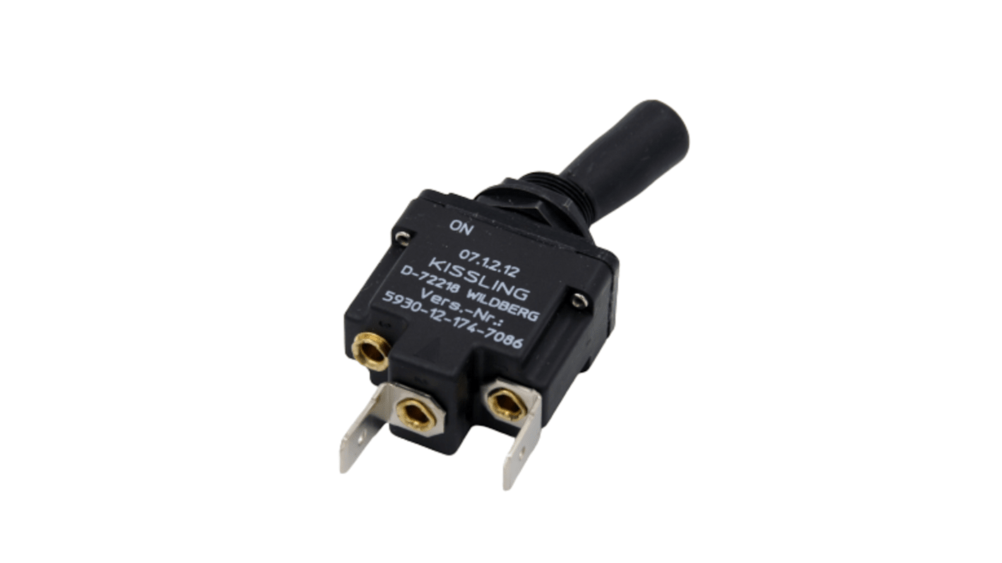 TE Connectivity Toggle Switch, Through Hole Mount, On-Off, SPST, Quick Connect Terminal