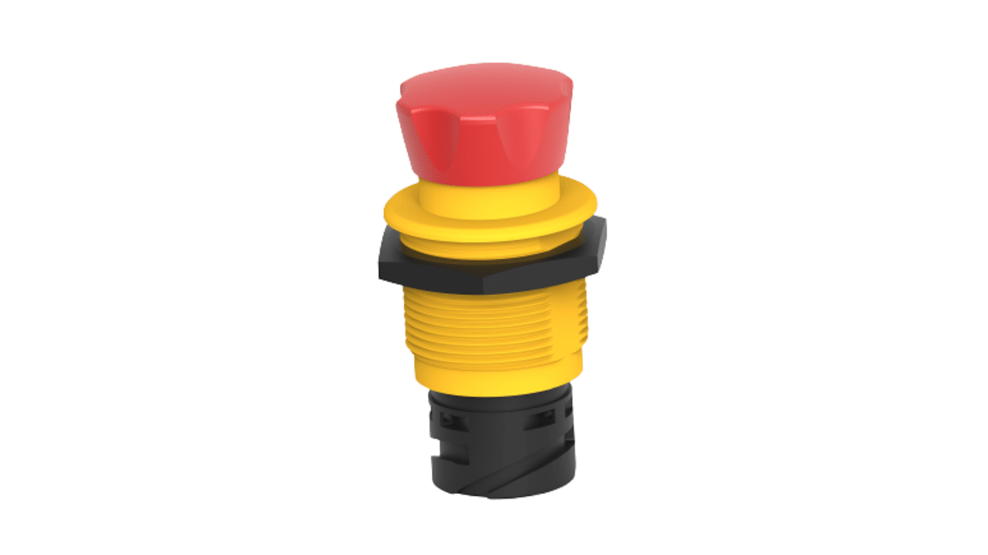 TE Connectivity Twist Release Emergency Stop Push Button, Panel Mount, 30.5mm Cutout, IP65