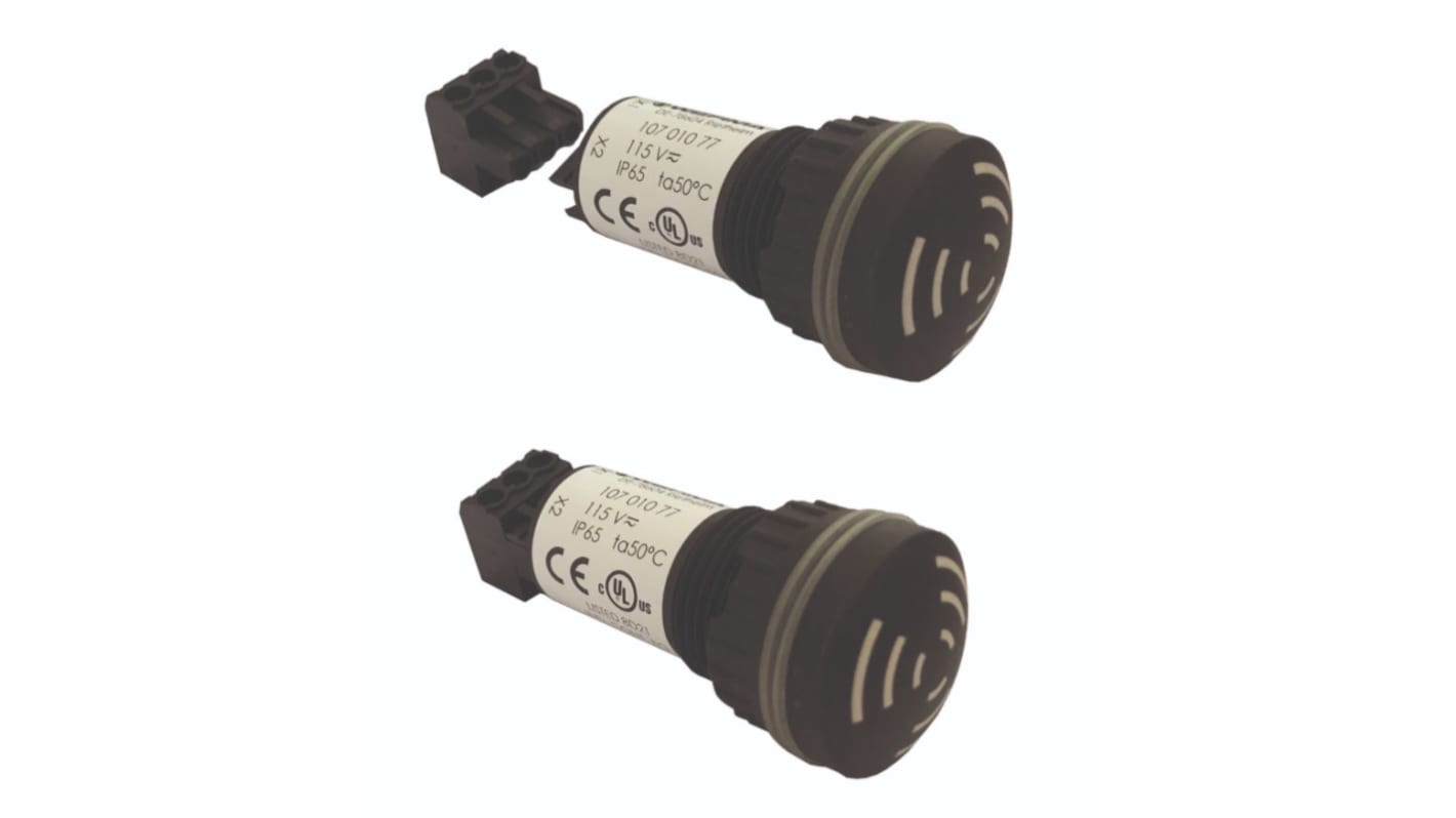 Werma Summer Dauerton, 60dB, Schraubanschluss, 0→12/24V ac/dc, 60 dB bis 80 dB, ø 28mm, 28(Dia.) x 61mm