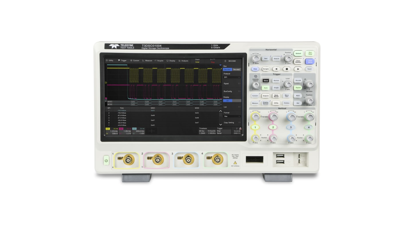 Teledyne LeCroy T3DSO31004 T3DSO3000 Series Digital Bench Oscilloscope, 4 Analogue Channels, 1GHz, 16 Digital Channels